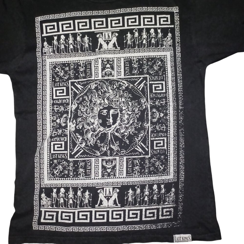 Last Kings Black Streetwear Hip-Hop Graphic T-Shirt Size L Men Greek Myth Retro - Picture 3 of 6